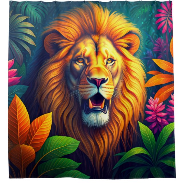 Lion Design Shower Curtain (Front)