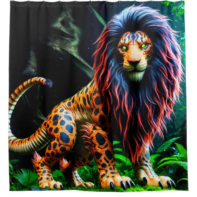 Lion Design Shower Curtain (Front)