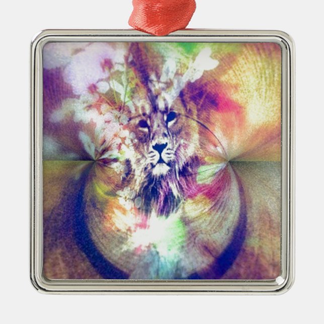 Lion Digital Art Metal Ornament (Front)