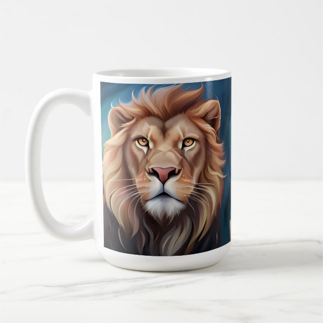 Lion Digital Art Portrait-56556 Coffee Mug (Left)