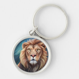 Lion Digital Art Portrait-56556 Key Ring