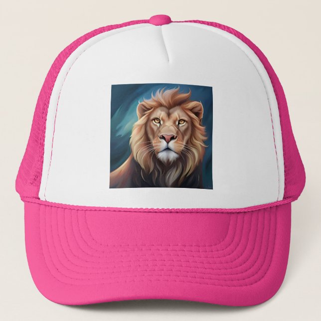 Lion Digital Art Portrait-56556 Trucker Hat (Front)