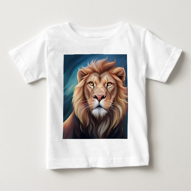 Lion Digital Art Portrait Baby T-Shirt (Front)