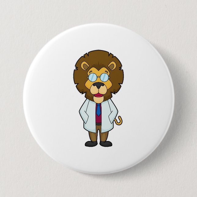 Lion Doctor Doctor's coat 7.5 Cm Round Badge (Front)