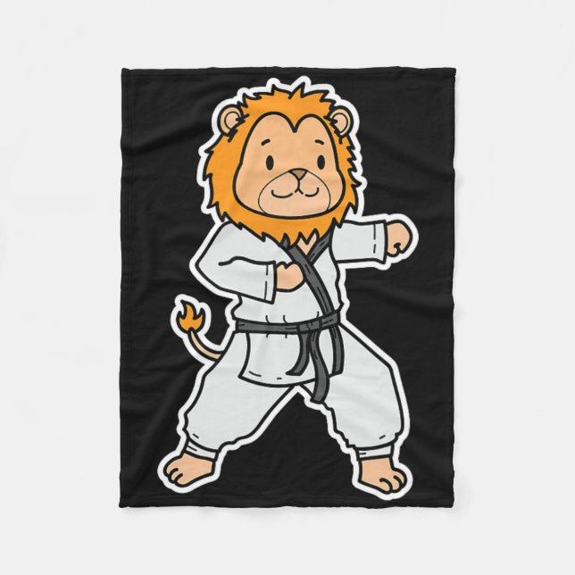 Lion Does Karate  Fleece Blanket (Front)