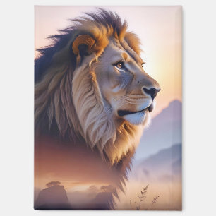 Lion Double Exposure Animal Nature Wilderness Wild Magnet