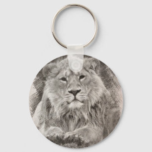 Lion Drawing Key Ring