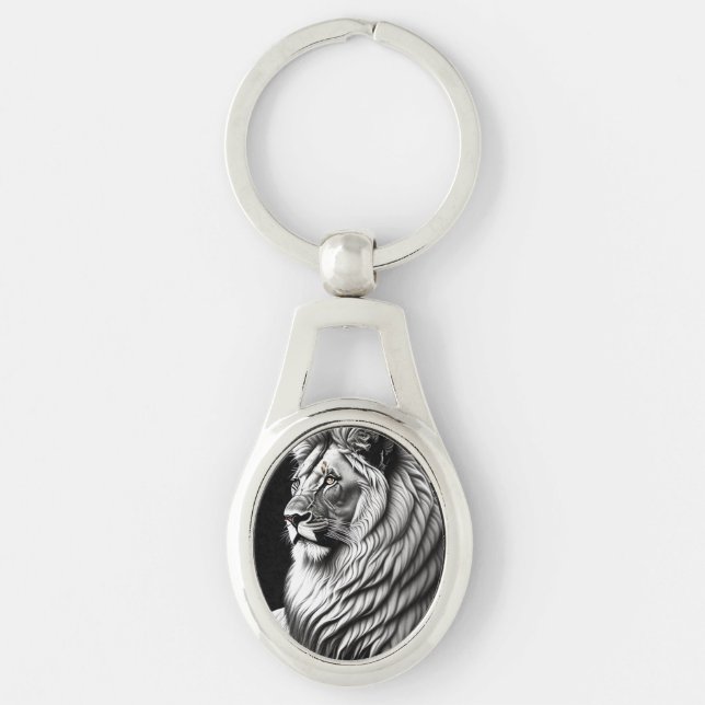 Lion Drawing Painting Art Key Ring (Front)