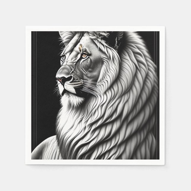 Lion Drawing Painting Art Napkin (Front)