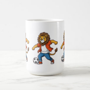Lion Dribbling a Soccer Ball   Power, Skill & Cham Coffee Mug