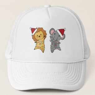 Lion Elephant Christmas Fairy Lights Cute Animals  Trucker Hat