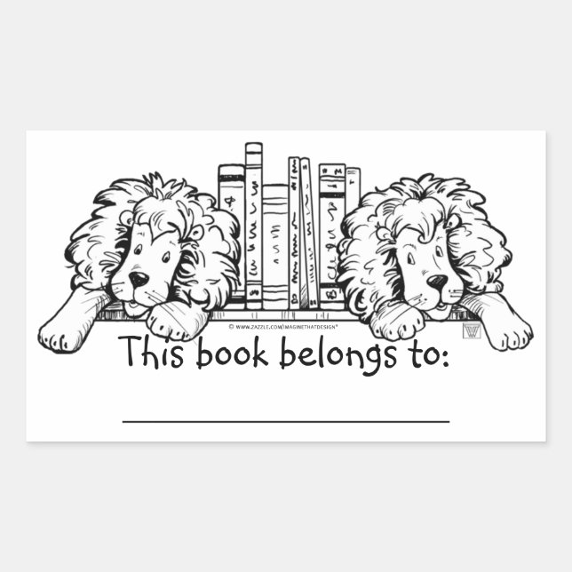 Lion Ends Personalised Bookplate Rectangular Sticker (Front)