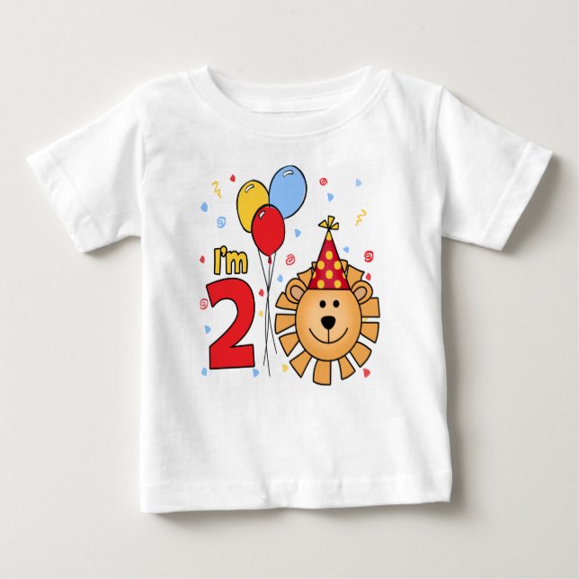 Lion Face  2nd Birthday Baby T-Shirt (Front)