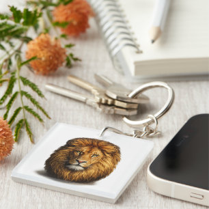 Lion Face Acrylic Keychain Cute Animal Key Ring