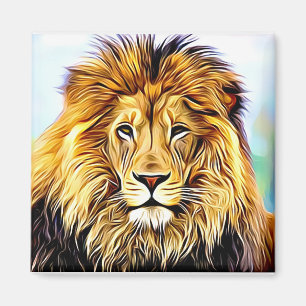 Lion face Digital painting Magnet