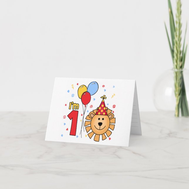 Lion Face First Birthday Fill-in Invitation (Front)