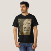 Lion Face Mens Modern Elegant Black Template T-Shirt (Front Full)