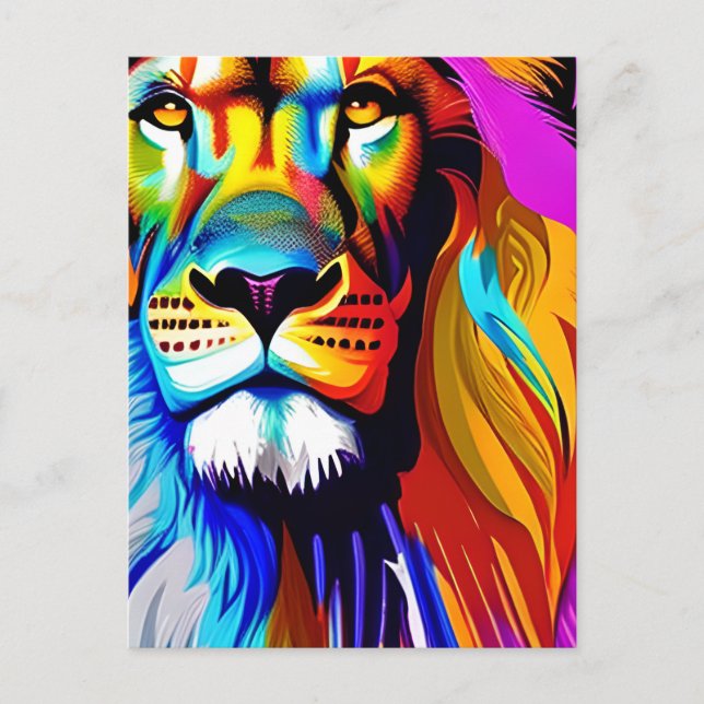  Lion Face Mystical Fantasy Art Postcard (Front)