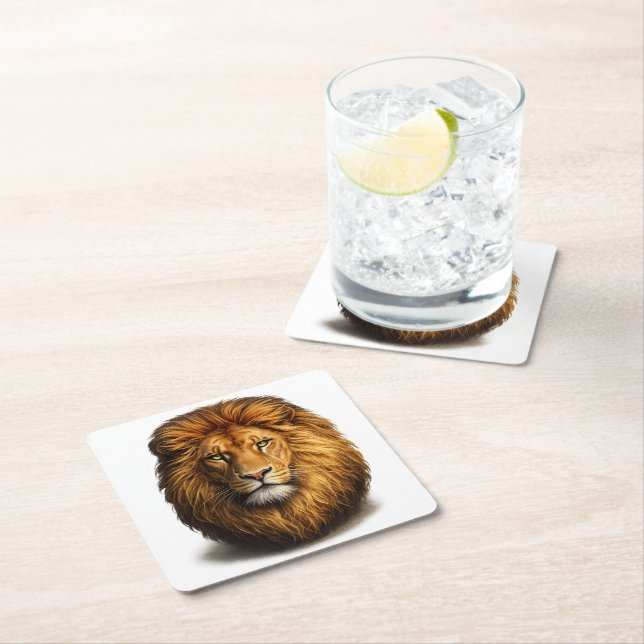 Lion Face Paper Coaster | Cute Jungle Animal Drink (Insitu)