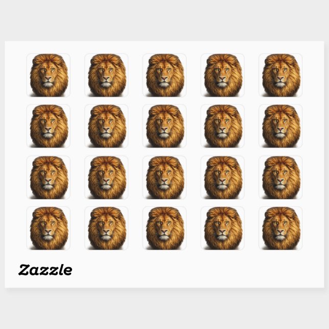 Lion Face Stickers & Labels | Cute Animal Decals (Sheet)