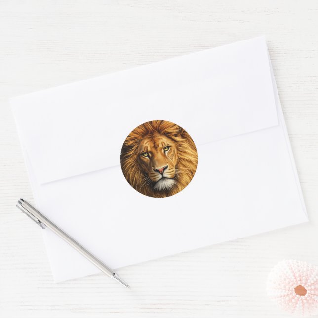 Lion Face Stickers & Labels | Cute Animal Decals (Envelope)