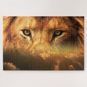 Lion Face - Sunset Art Jigsaw Puzzle