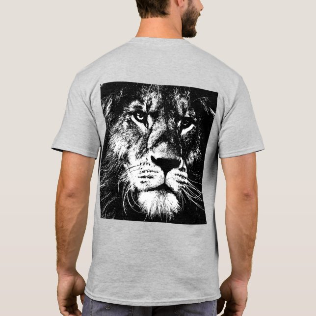 Lion Face Template Back Side Design Pop Art Mens T-Shirt (Back)