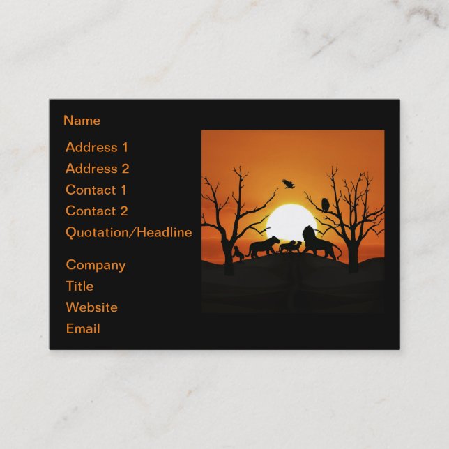 Lion family at sunset Africa Business Card (Front)