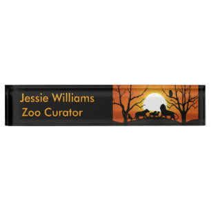 Lion family at sunset Africa Nameplate
