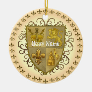 Lion Family Crest Surname Ceramic Ornament