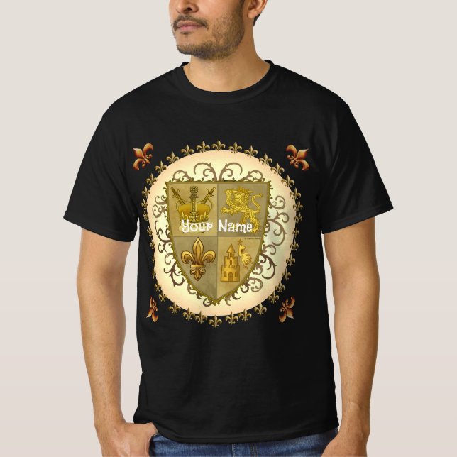 Lion Family Crest Surname T-Shirt (Front)