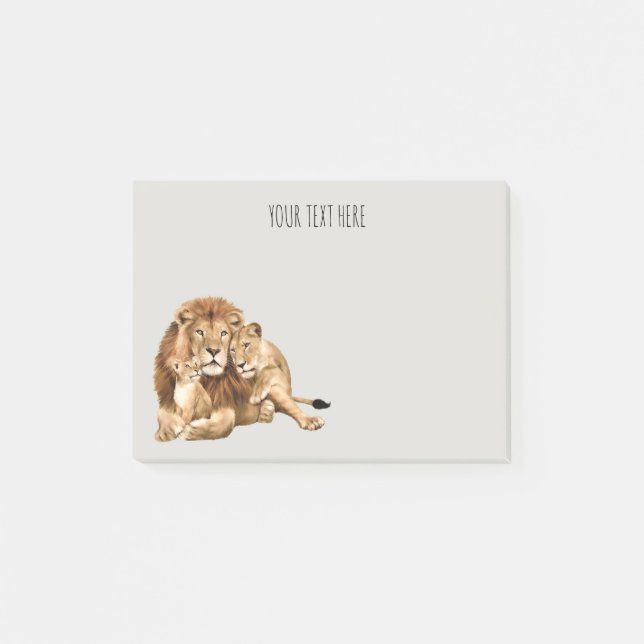 Lion Family Personalised Post It Notes (Front)