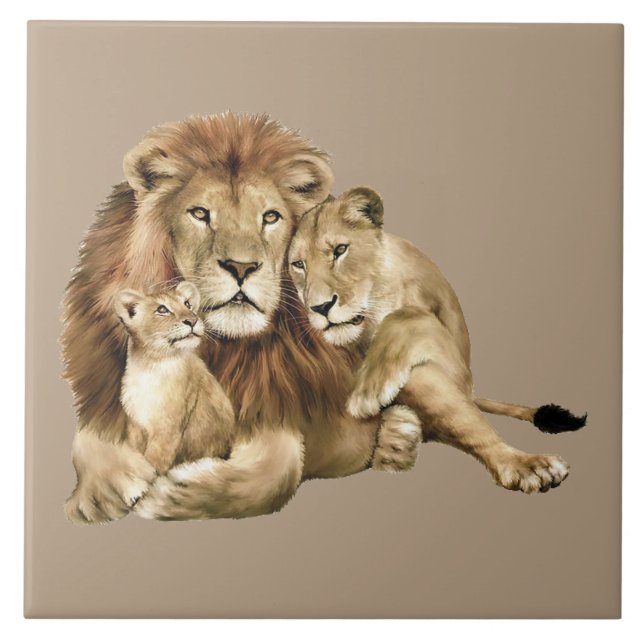 Lion Family Tile (Front)
