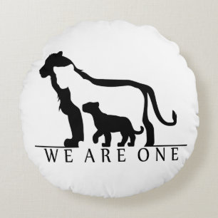 Lion Family (white version) Round Cushion
