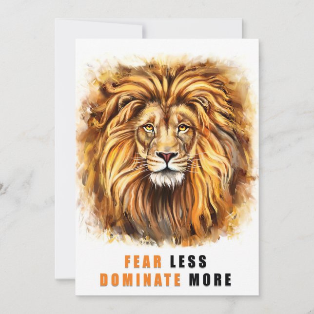Lion Fear Less Dominate More Invitation (Front)