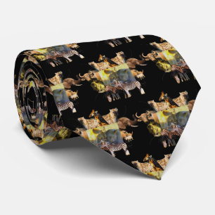 Lion Feast Wildlife Frame Neck Tie