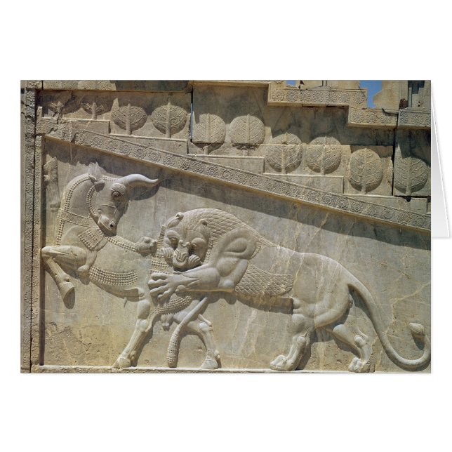 Lion fighting bull, relief east staircase (Front Horizontal)