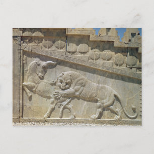 Lion fighting bull, relief east staircase postcard