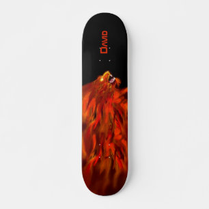 Lion Fire Flames Custom Skateboard