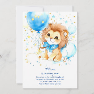 Lion First Birthday Invitation