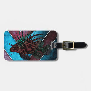 Lion Fish Luggage Tag w/ leather strap