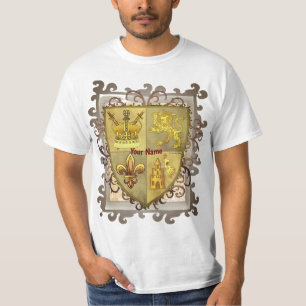 Lion Fleur De Lis Shield surname T-Shirt