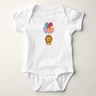 Lion Flies Up With Colourful Balloons Baby Bodysuit