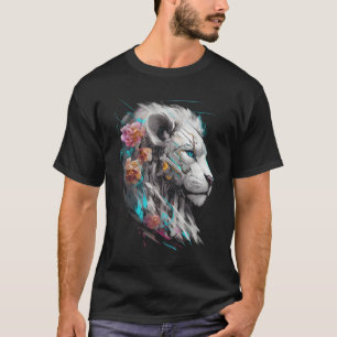Lion Flowers  Blue Eyes Zoo Animal Lion 1 T-Shirt
