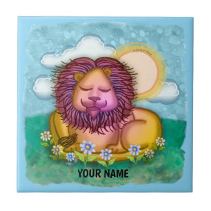 Lion Flowers Ceramic Tile