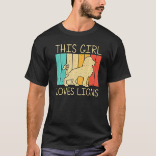 Lion For Girls Kid African Safari Zoo Animal Retro T-Shirt