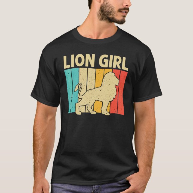 Lion For Girls Kid African Safari Zoo Animal Retro T-Shirt (Front)