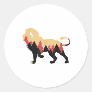 Lion Forest Trees Environmental Protection Nature Classic Round Sticker