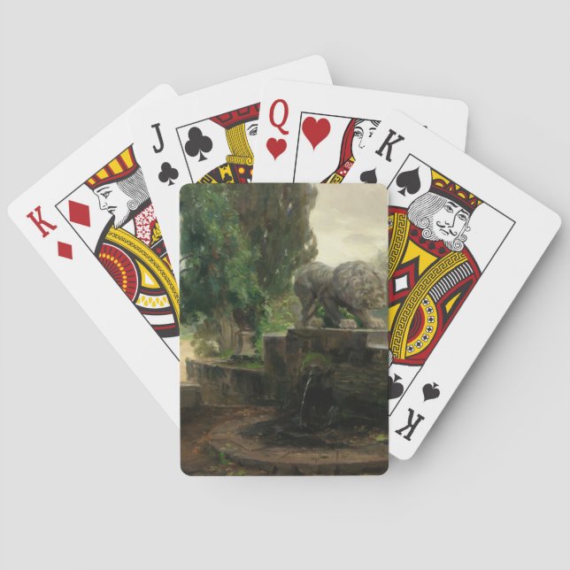 Lion Fountain in Rome (by H.A. Brendekilde) Playing Cards (Back)