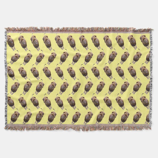 Lion Frenzy Throw Blanket (Yellow) (Front)